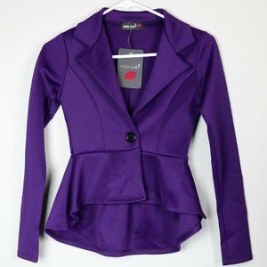 why not? X-Small 27"Bust 24"Waist Made in UK Purple Peplum Blazer Juniors